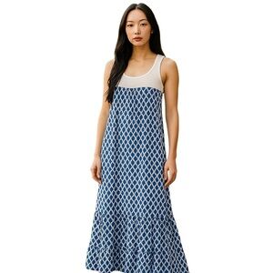 Maeve Twofer Maxi Dress Blue White Anthropologie NWT Size Small